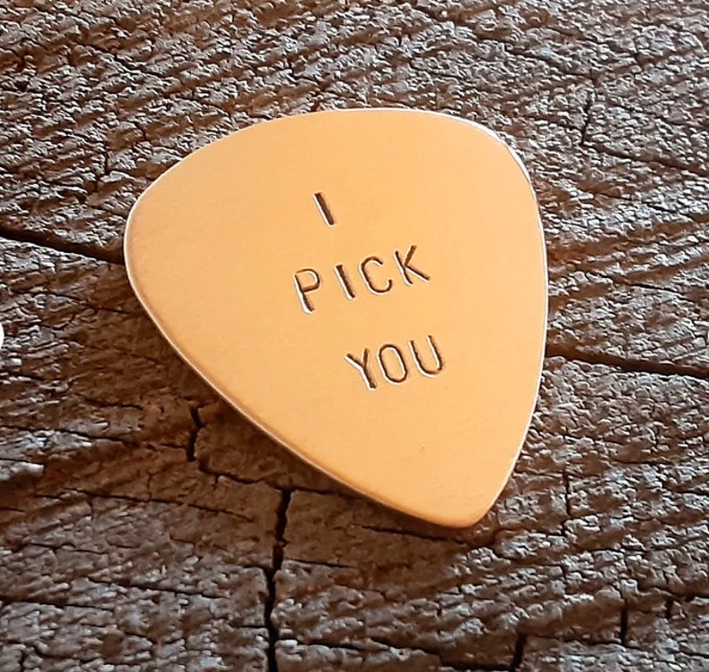 Bronze Guitar Pick Handmade with I Pick You Custom Guitar Pick GP009 image 1