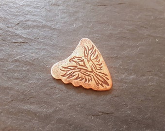 Copper guitar pick in shark tooth shape with Phoenix - playable copper plectrum - NicisPicks Original pick