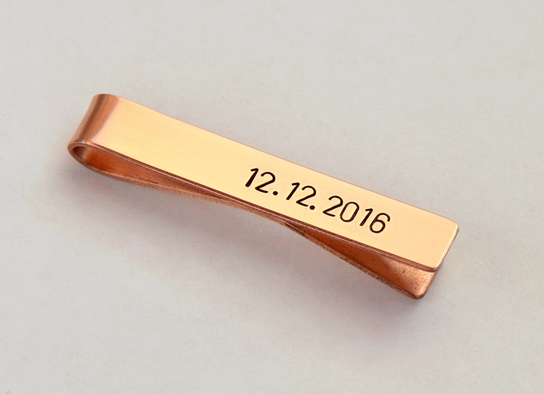 Personalized Copper Tie Clip for the 7th Anniversary or Custom Fashion Statements Tie Bar TB2671 image 3