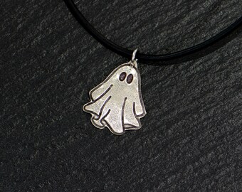 Sterling silver ghost charm necklace