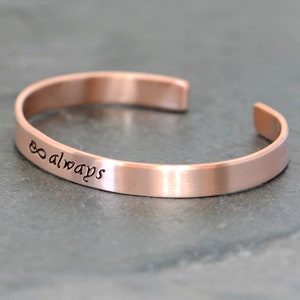 copper cuff bracelet for 7th anniversary or copper anniversary - or just because - infinity sign and always