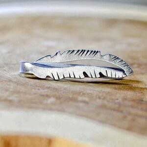 Sterling Silver tie clip handcrafted in Feather Shape  - Great for 25th silver anniversaries and gifts