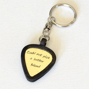 brass guitar pick keychain - guitar pick holder - best friends gift  - brass plectrum - christmas gift - musician gift -