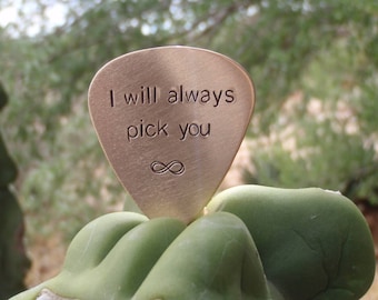 Bronze guitar pick I will always pick you - playable