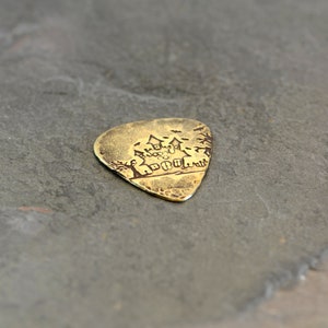 Spooky house Halloween guitar pick playable in brass image 4