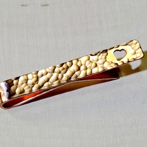 Hammered Copper Tie Clip with Heart and Shining Love for Special gifts and the 7th Copper Anniversary - Tie Clip TB231