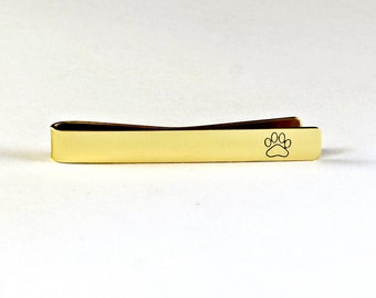 Paw Print Tie Clip Ultra Sleek in Brass to Awaken your Wild Side - Tie Bar TB231