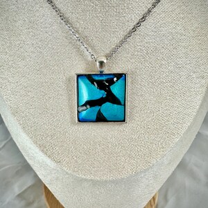 Handcrafted teal and blue resin necklace