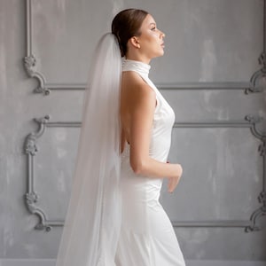 Minimalist Veil Long Cathedral Wedding Two-Layer Ivory Tulle Veil Bride Hair Accessories Elopement Bridal  Long Veil Minimal Wedding Style