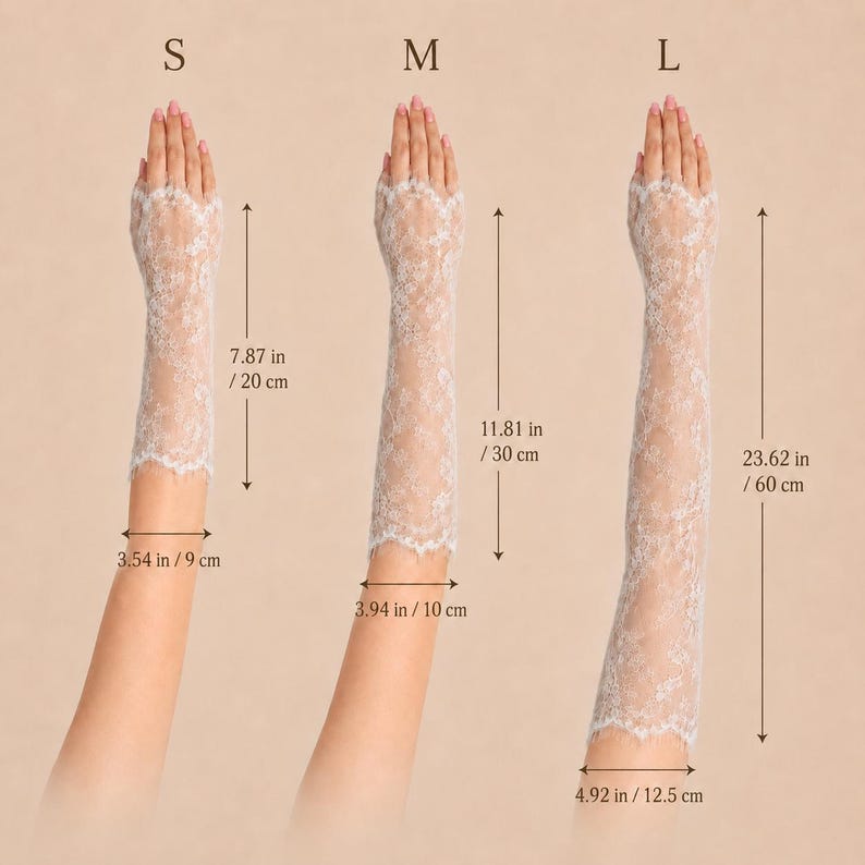 Mangas de encaje para boda: guantes de novia sin dedos desmontables color marfil, mangas largas y elegantes. imagen 5