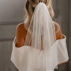 Short Veil Bridal Party Classic Veils Short Bachelorette Shower Tulle Bridasmaid Mini Glitter Veils Blusher Short Tulle Bride Accessories