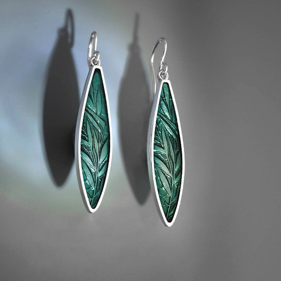 and resin enamel earrings PMC Ivy Woodrose sterling silver