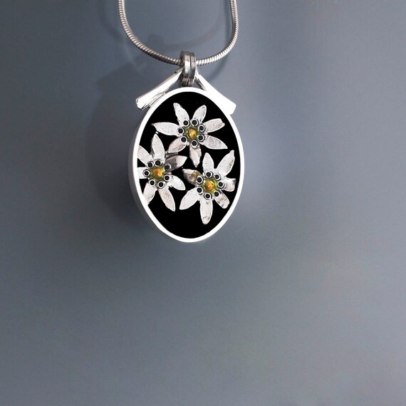 and resin enamel earrings PMC Ivy Woodrose sterling silver