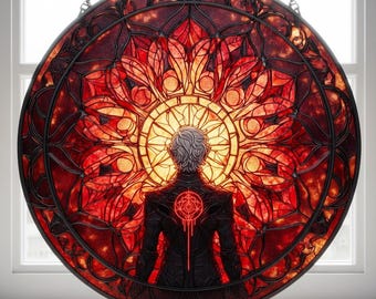 Astarion Baldurs Stained Glass Suncatcher, Baldurs Gate 3, Fantasy and Gaming Apparel Gifts