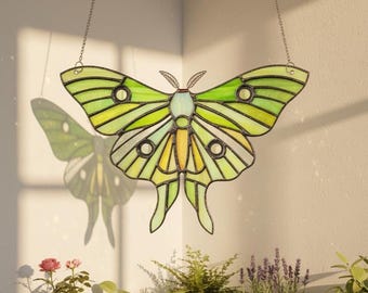 Luna Moth Acrylic Suncatcher, Green Butterfly Window Hanging, Garden Decor