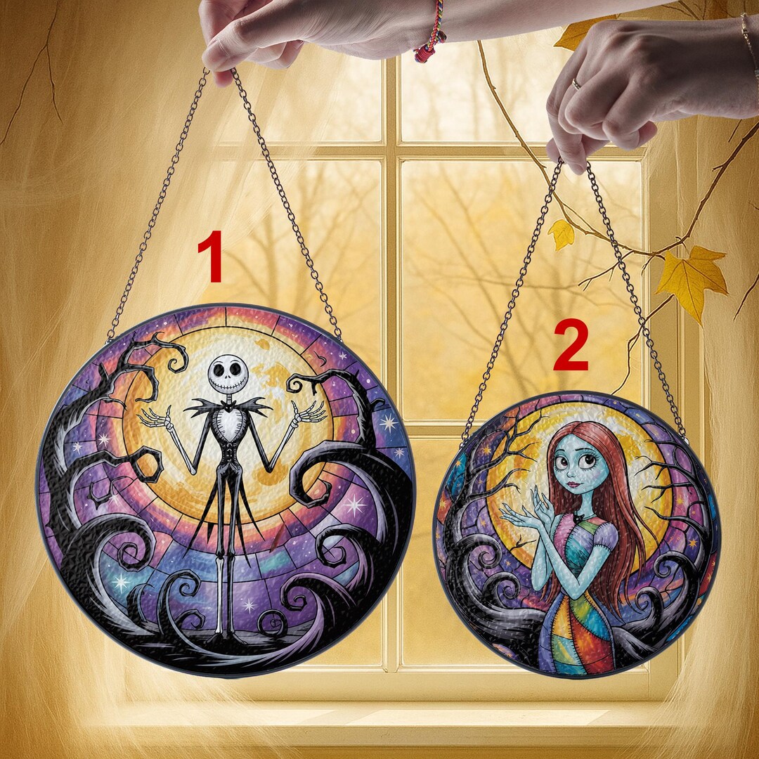 Jack and Sally Suncatcher, Nightmare Before Christmas Stained Glass
