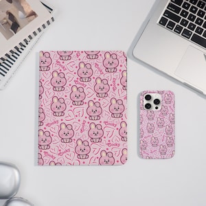 Cute BT21 Cooky Case Cover For iPad&iPhone iPad Air 7/6 iPad Pro 2024-11"13" iPad Mini 7/6 iPad 10/9th Pink BTS iPhone 16/15/14 ProMax Cover