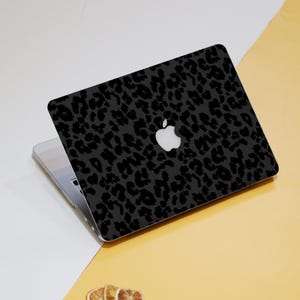 Black Leopard Print Macbook Pro 13 inch Case | Hardshell Laptop Case for Macbook Air 13/11 Pro 13/14/15/16 2020 2021 Mac Cover, Neo A18 Case