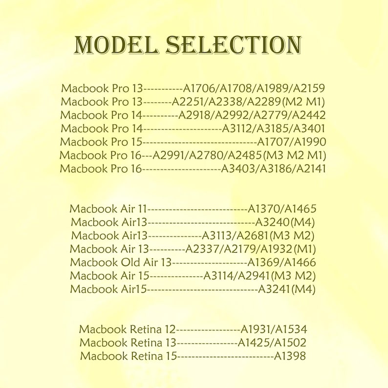 Puede incluir: Una lista de modelos de port&aacute;tiles Apple Macbook con sus n&uacute;meros de modelo correspondientes. La lista incluye los modelos Macbook Pro, Macbook Air y Macbook Retina.