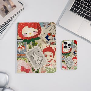 Uroczy pokrowiec na album Miffy Kitty do iPada i iPhone'a, iPada Air 7/6, iPada Pro 2024-11"13" iPada Mini 7/6, iPada 11/10/9, iPhone'a 16/15/14 ProMax
