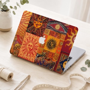 Retro Sun Scrapbook MacBook Case for MacBook Pro 13，Mac Air 13 15 11 Case, New Macbook Pro 14 15 16 M1 M2 M3 M4 Case Vintage Macbook Sleeves