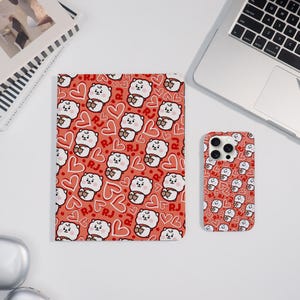 Śliczne etui BT21 RJ Sheep na iPada i iPhone'a iPada Air 7/6 iPada Pro 2024-11"13" iPada Mini 7/6 iPada 10, czerwone etui BTS na iPhone'a 16/15/14 ProMax