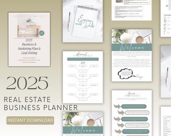 Planificador de marketing y negocios inmobiliarios 2025. Descarga digital: plantilla de planes de negocios y objetivos ~ Planificador de productividad digital.