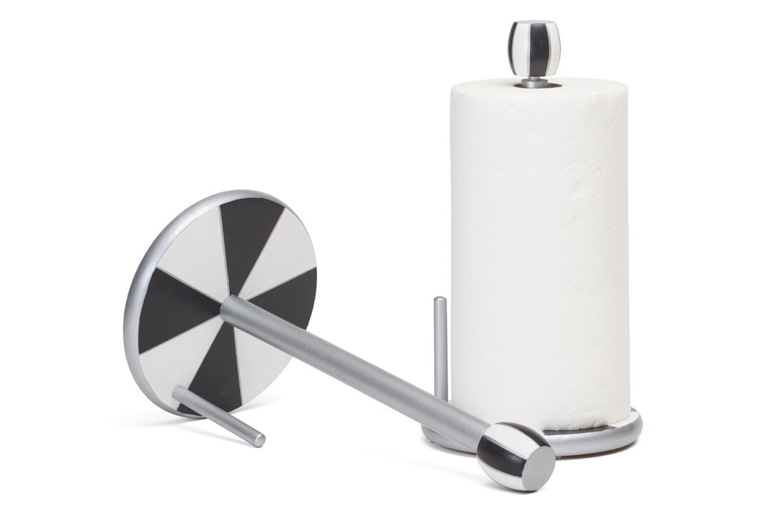 Black White and Silver Hand Painted Paper Towel Holder Etsy