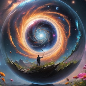 The Dream Painter – Surreal Cosmic Landscape Digital Art Print