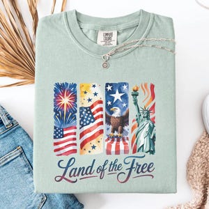 Comfort Colors Bunt Indianer Shirt: Land of the Free, Unabhängigkeitstag