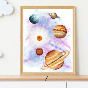 Poster sullo spazio per bambini. Cameretta per bambini Spazio/Universo con il poster abbinato e anche per l'apprendimento per tutti
