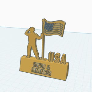 Honor & Remember Soldier STL File | USA Patriotic Military Decor | American Flag 3D Printable Statue | Memorial Day | Veteran Gift