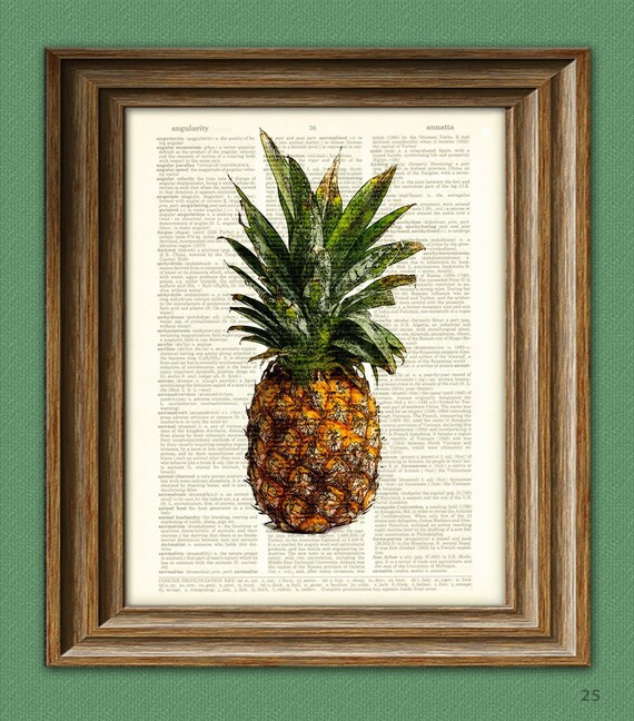 Awesome PINEAPPLE Beautifully Upcycled Dictionary Page Book Etsy