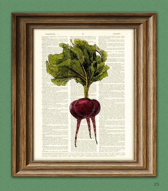 Purple BEETS Beautifully Upcycled Dictionary Page Book Art Etsy
