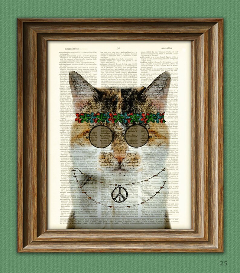 Windsong the Flower Child HIPPIE CAT With John Lennon Glasses Etsy