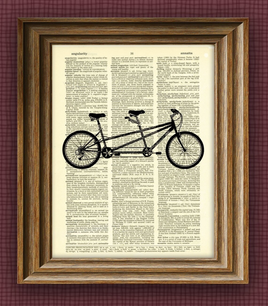 TANDEM BICYCLE Built for Two Art Print Beautifully Upcycled | Etsy