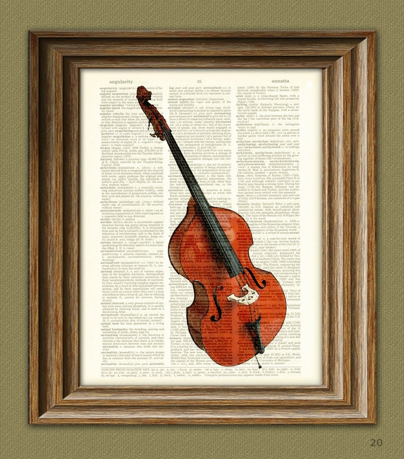 UPRIGHT ACOUSTIC BASS Illustration Beautifully Upcycled Etsy