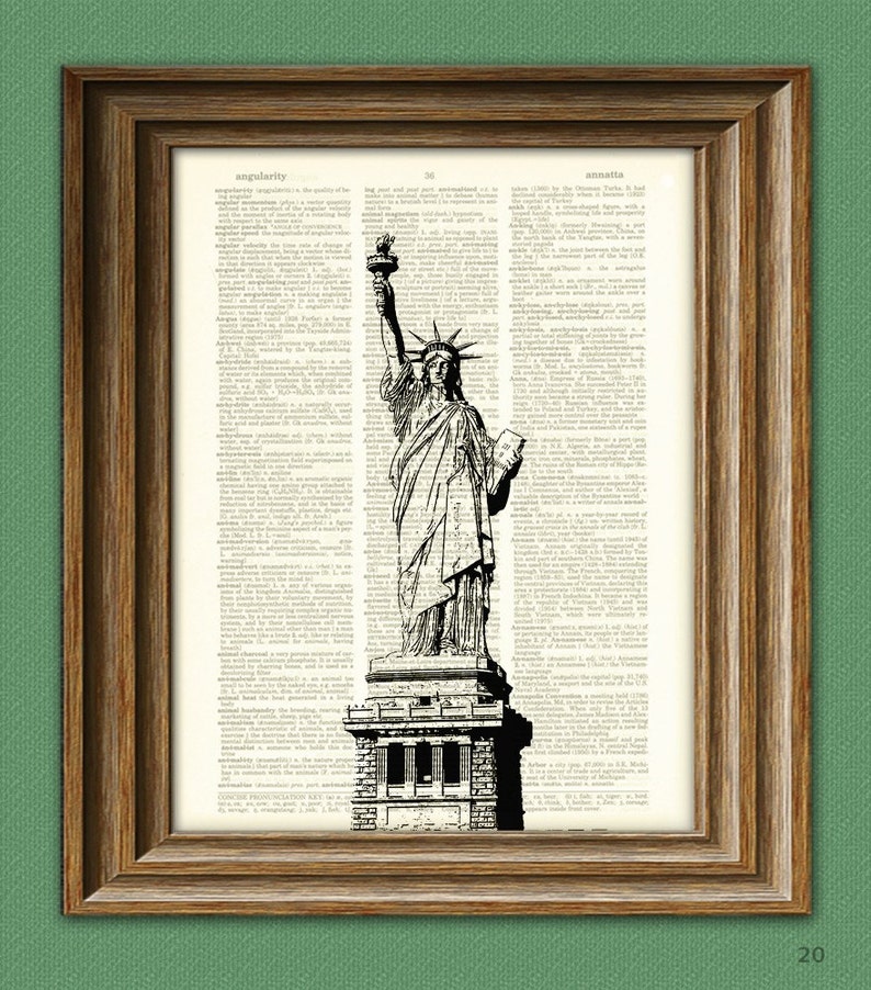 Statue of Liberty Beautifully Upcycled Dictionary Page Book Etsy