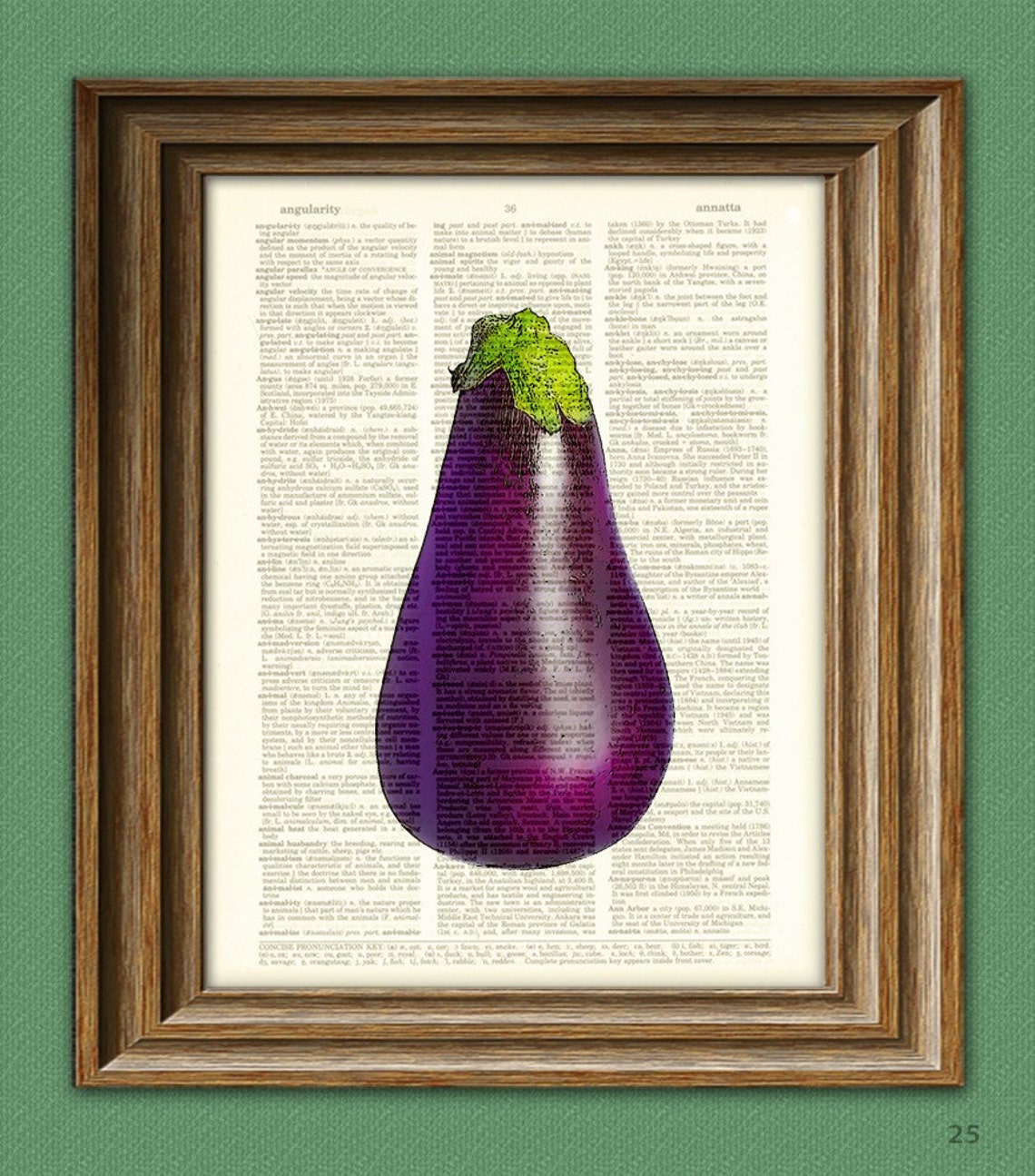 Purple EGGPLANT Beautifully Upcycled Dictionary Page Book Art Etsy