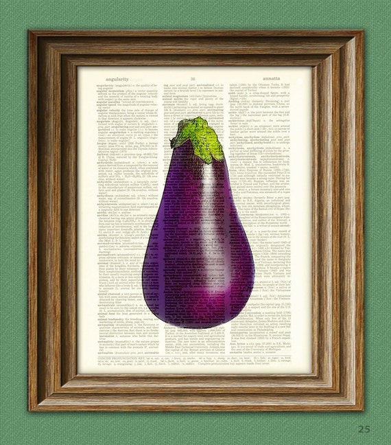 Purple EGGPLANT Beautifully Upcycled Dictionary Page Book Art Etsy