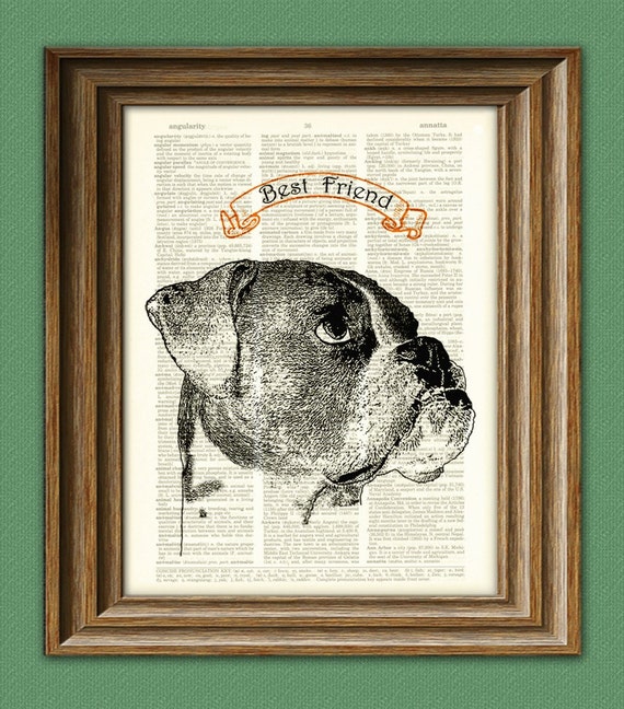 BOXER Dog Beautifully Upcycled Vintage Dictionary Page Book Etsy