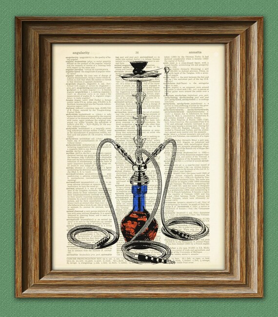 HOOKAH illustration beautifully upcycled dictionary page book Etsy
