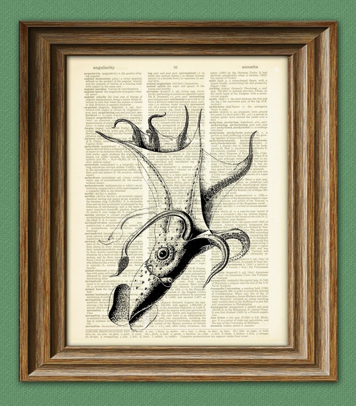 UMBRELLA SQUID beautifully upcycled vintage dictionary page Etsy