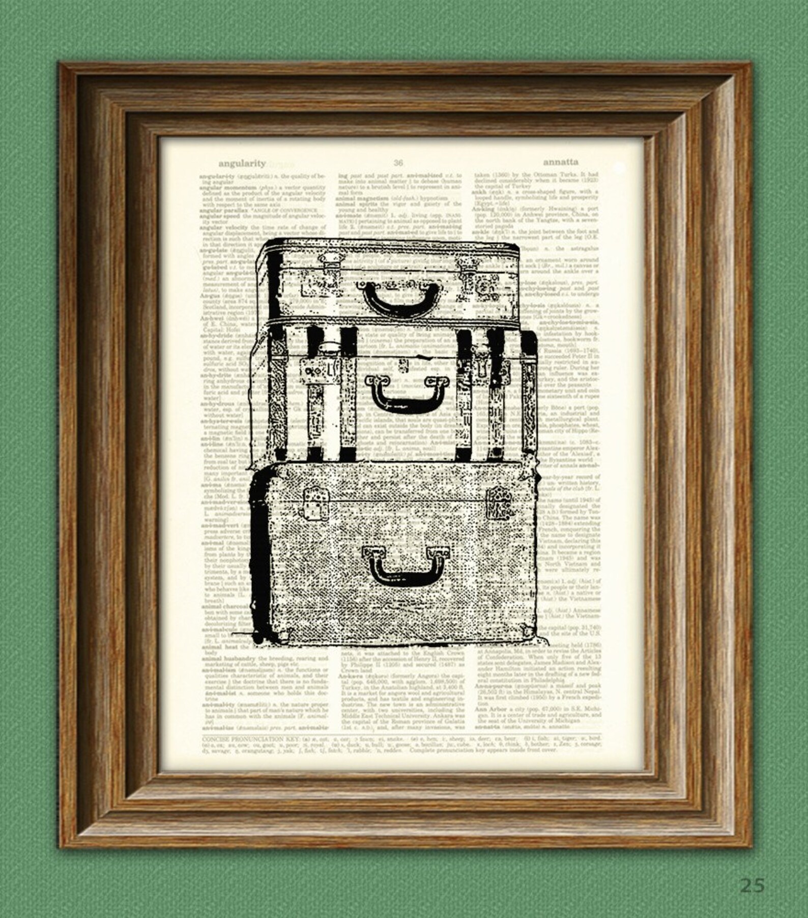 Long Trip Antique LUGGAGE Altered Art Dictionary Page Etsy