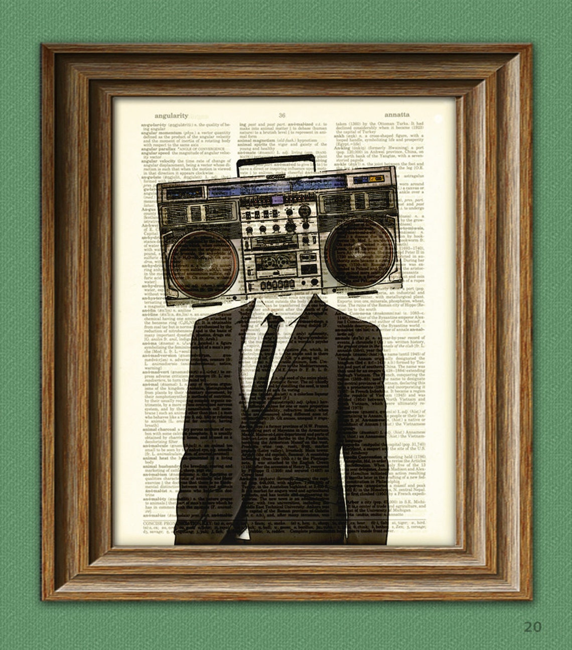 The BOOMBOX HEAD Radio Man in a suit illustration beautifully Etsy