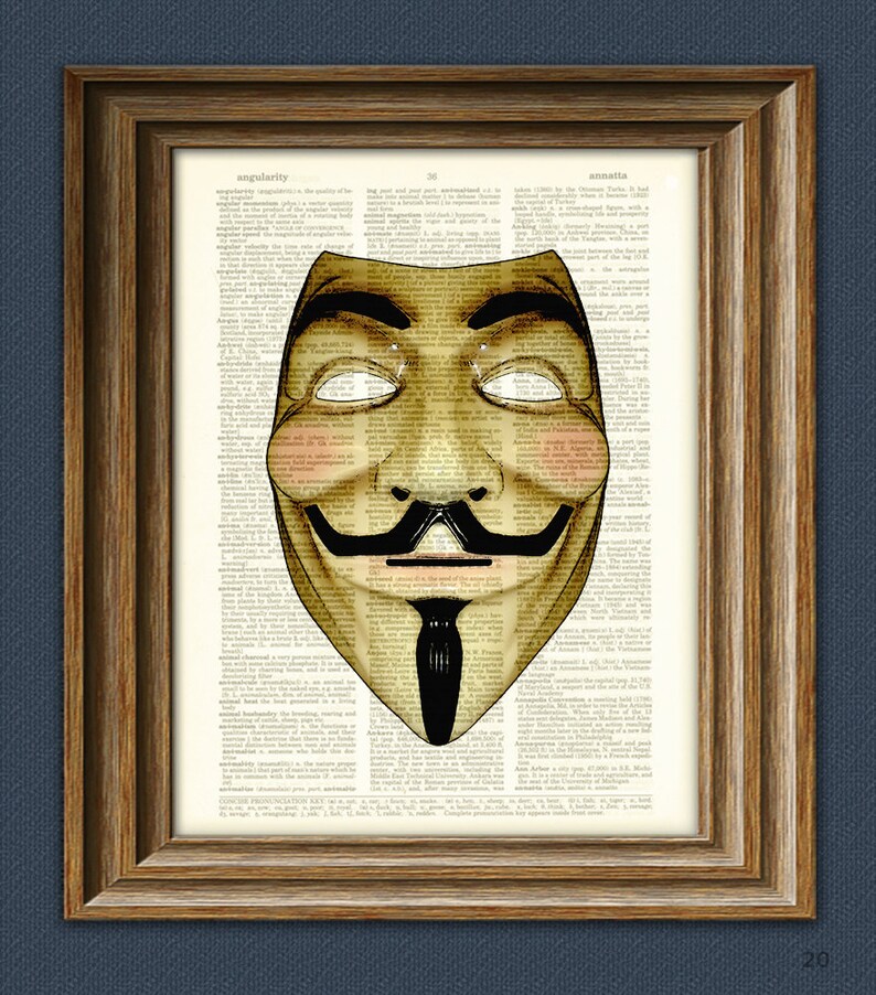 Guy Fawkes Mask Art Print mask illustration beautifully Etsy