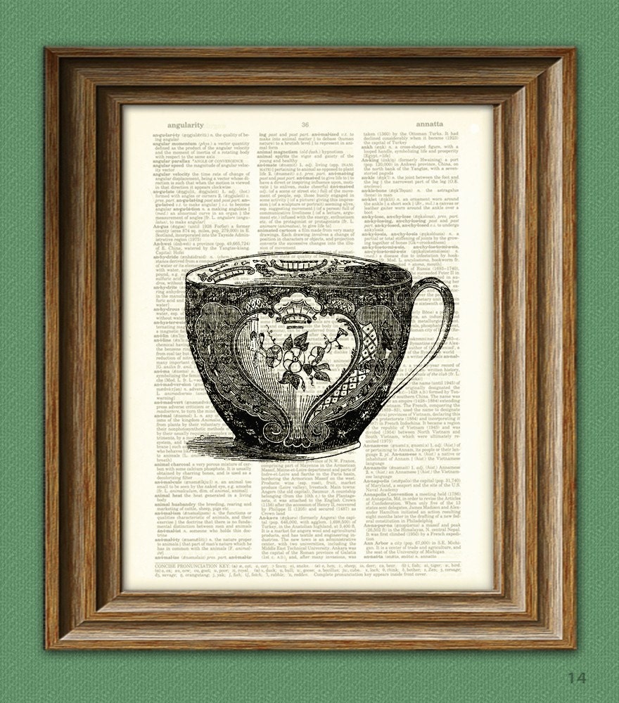 Antique teacup awesome upcycled vintage dictionary page book Etsy