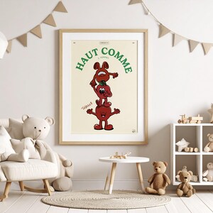 Illustrazione retrò per camera da letto – poster per bambini – Poster mascotte “Alto come 3 mele”