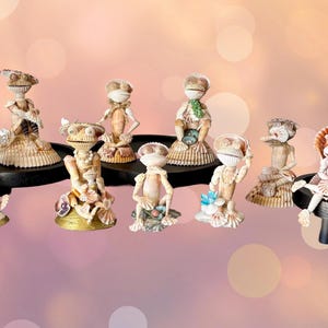 Handcrafted Seashell Frog Family--Coastal Animal Figurines--Seashell Frog Collectibles imagem 2