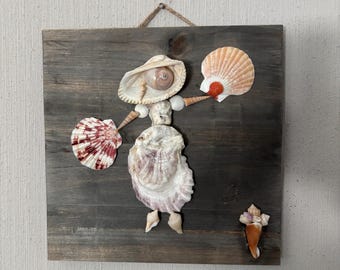 seashell people, Spanish Flamenco dancer, beach style wall decor